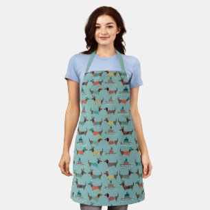Holiday Dachshunds with Gifts and Sleds Pattern Apron