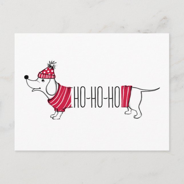 Holiday Dachsund | Ho-Ho-Ho Postcard (Front)