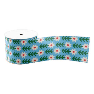 Holiday Daisies Red, Green & Blue Grosgrain Ribbon