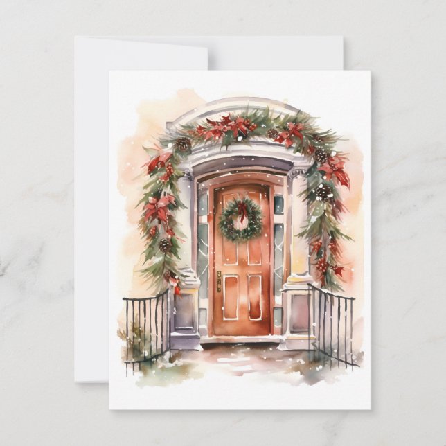 Holiday decorated Christmas greeting card (Front)