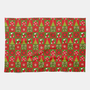 Holiday Decorative Squares Tea Towel