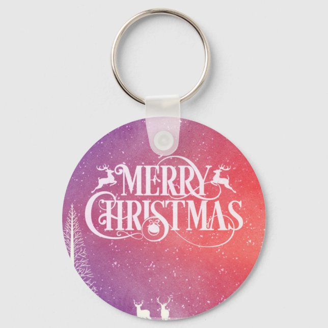 Holiday Deer Landscape Key Ring (Front)