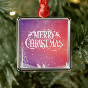 Holiday Deer Landscape Metal Ornament