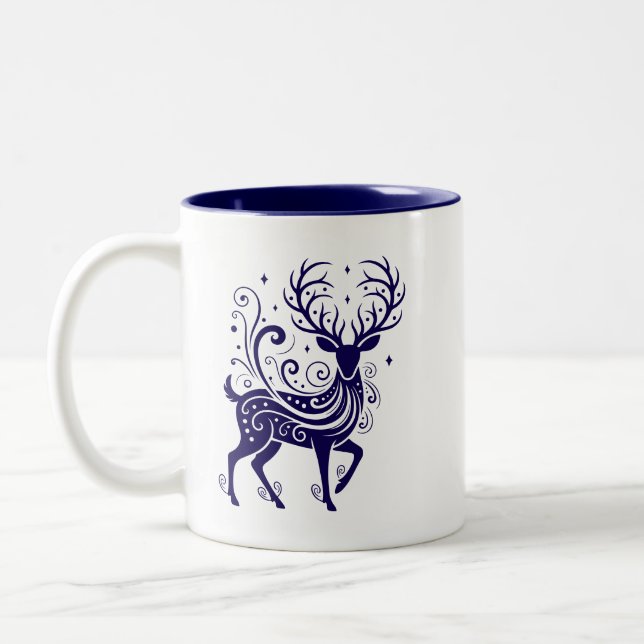 Holiday Deer Two-Tone Coffee Mug (Left)