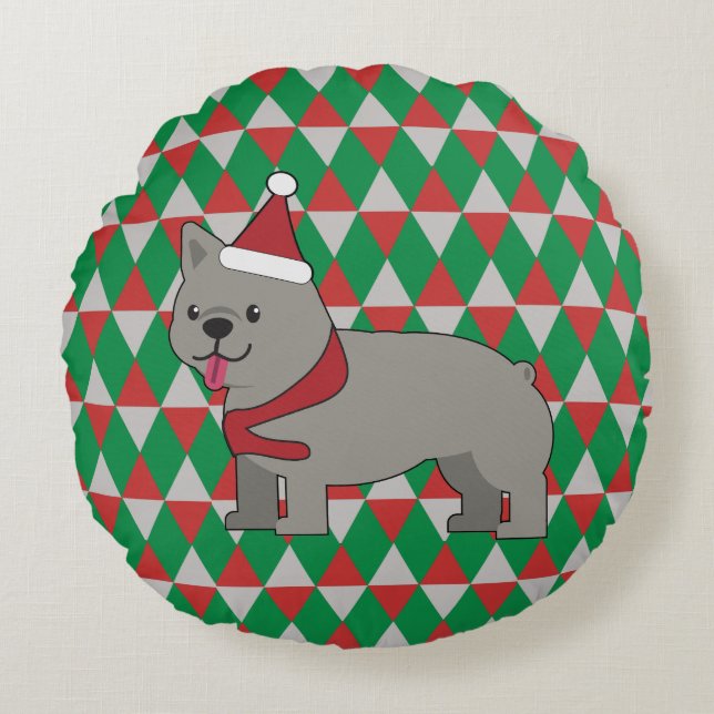 Holiday Diamonds Dog Round Cushion (Front)