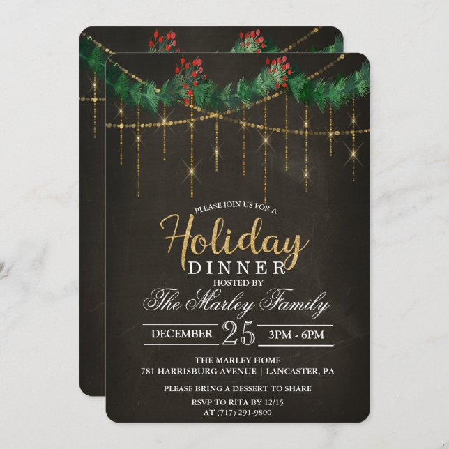 Holiday Dinner Holiday Party Invitation (Front/Back)