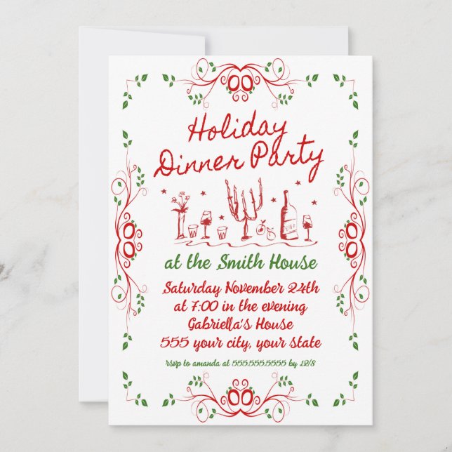 Holiday Dinner Party Invitation (Front)