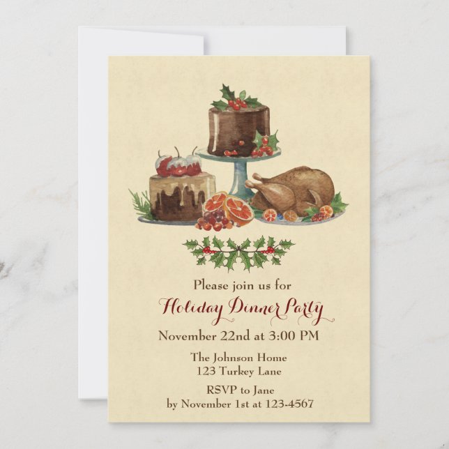 Holiday Dinner Party Invitation (Front)