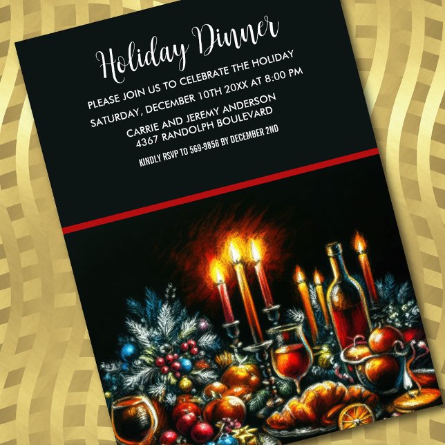 Holiday Dinner Pastel Drawing Invitation (Creator Uploaded)