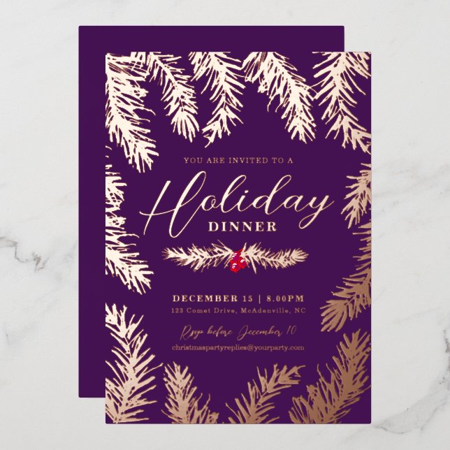 Holiday dinner red berry christmas purple (Front/Back)