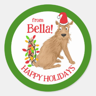Holiday Dog funny humour cute Classic Round Sticker
