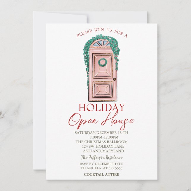 Holiday Door Open House Invitation (Front)