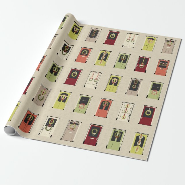 Holiday doors wrapping paper (Unrolled)
