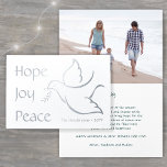 Holiday Dove Hope Joy Peace Green Typography Photo Foil Card<br><div class="desc">Wish family and friends a simple gift of peace for the holidays with an elegant dove one photo folded greeting card. All wording on this template (including "Hope Joy Peace" on front) is simple to customise, making it suitable for Christmas, New Years, Hanukkah and Rosh Hashanah. The white, green and...</div>