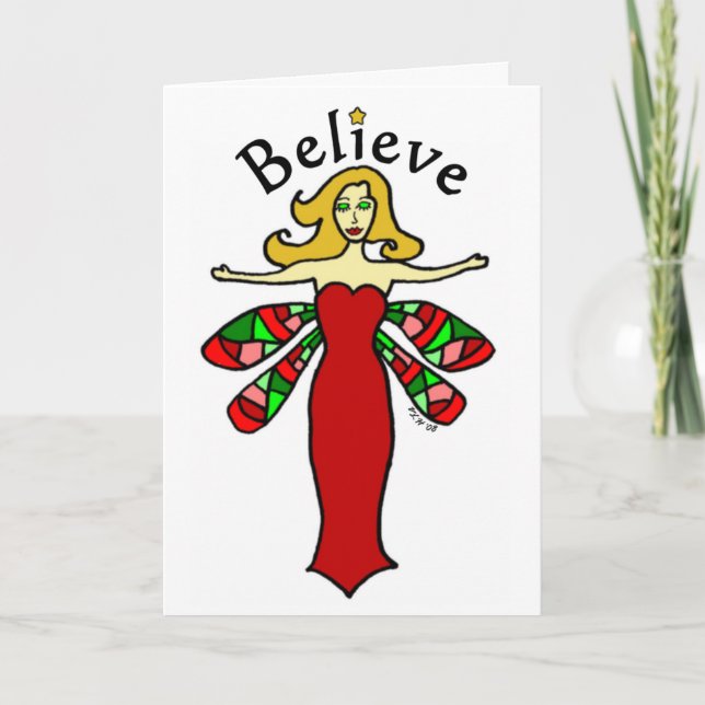 Holiday Dragonfly Fairy Greeting Card (Front)