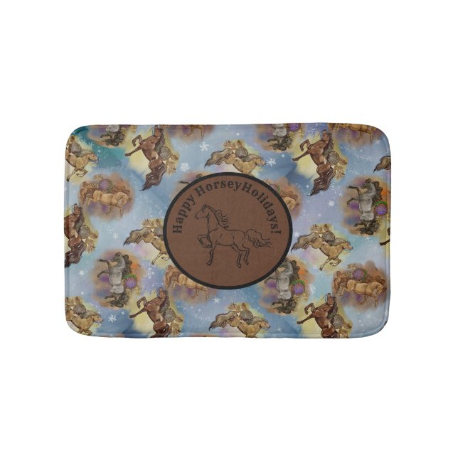 Holiday Dreamcatcher Western Horses Patterned  Bath Mat (Front)