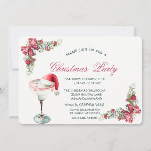 Holiday Drink Santa Hat Branches Christmas  Invitation