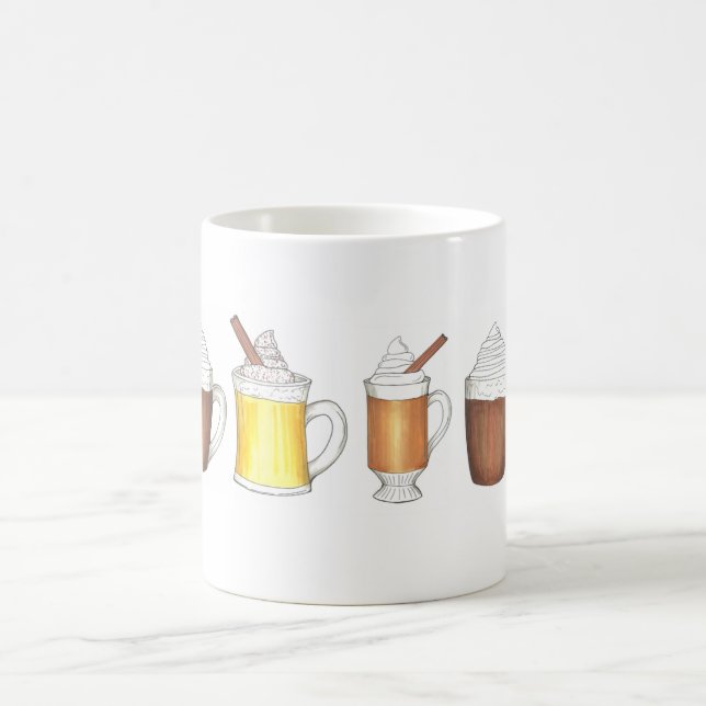 Holiday Drinks Egg Nog Buttered Rum Hot Cocoa Coffee Mug (Center)