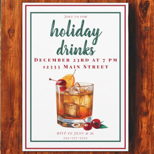 Holiday Drinks Old Fashioned Christmas Cocktail Invitation