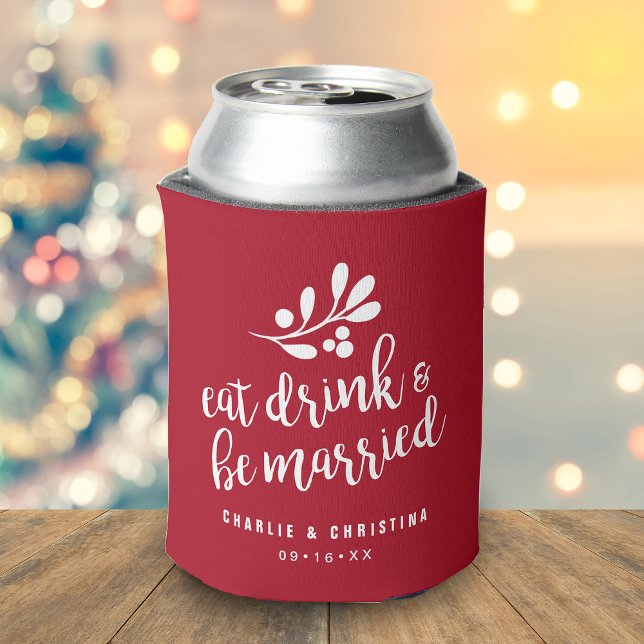 Holiday Eat Drink and Be Married Red Can Cooler (Holiday Eat Drink and Be Married Red Can Cooler)