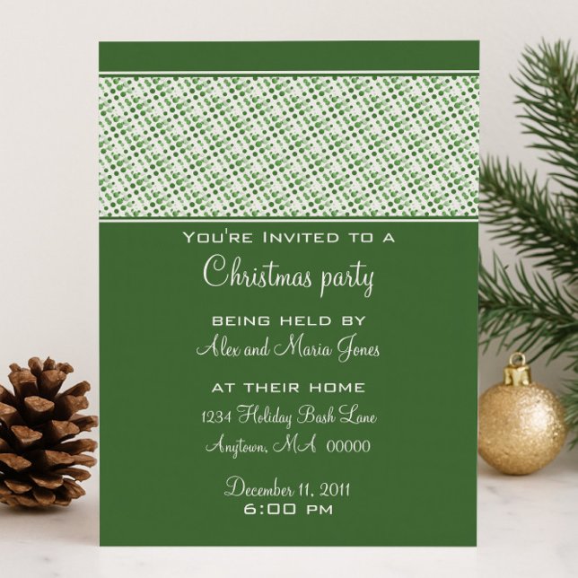 Holiday Effervescence Party Invitation, Green Invitation (Green Holiday Effervescence Party Invitation)