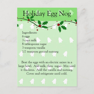 Holiday Egg Nog Recipe Post Card