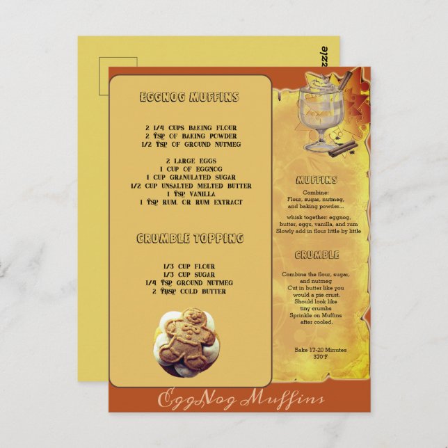 HOLIDAY EGGNOG MUFFIN RECIPE | Postcard (Front/Back)