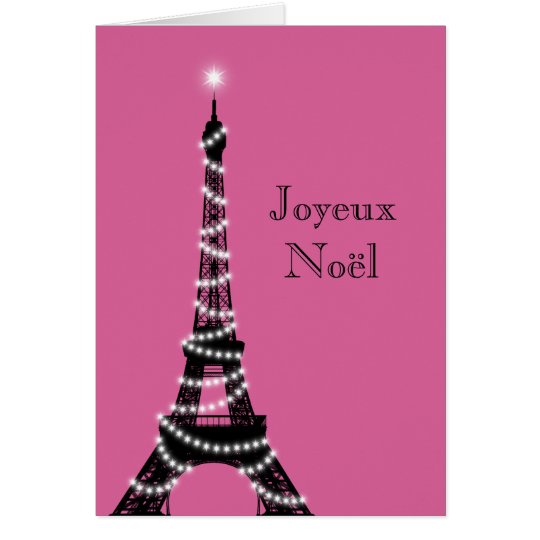 Holiday Eiffel Tower Card fuchsia