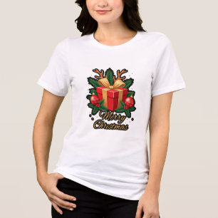 "Holiday Elegance: Gifts, Trees, & Reindeer Deligh Tri-Blend Shirt