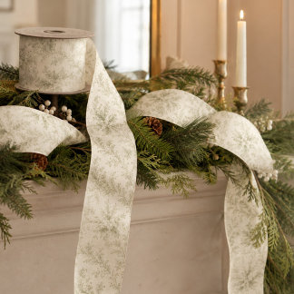 Holiday Elegant Green Holly Berries Foliage Satin Ribbon