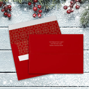 Holiday Elegant Green Snowflake Classic Elegant En Envelope