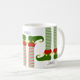 Holiday Elf Family Kids Names Christmas Mug Fun