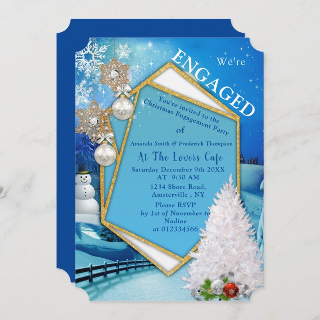 Holiday Engagement Christmas Party Invitation (Front/Back)