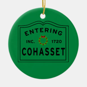 Holiday Entering Town of Cohasset MA Ceramic Ornament