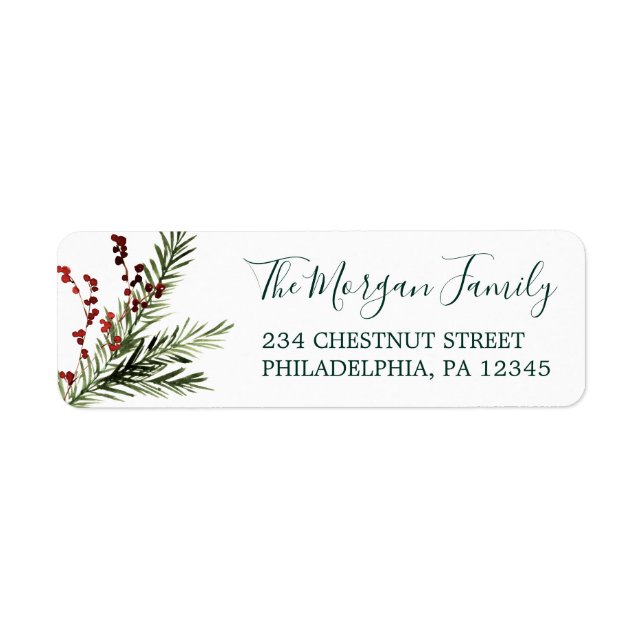 Holiday Evergreen Return Address Labels (Front)