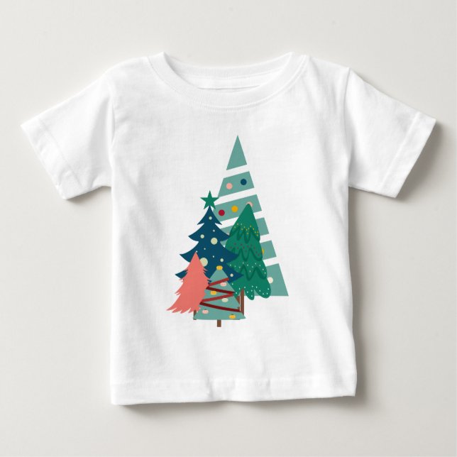 Holiday Evergreens Design Baby T-Shirt (Front)