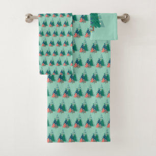 Holiday Evergreens Design Bath Towel Set