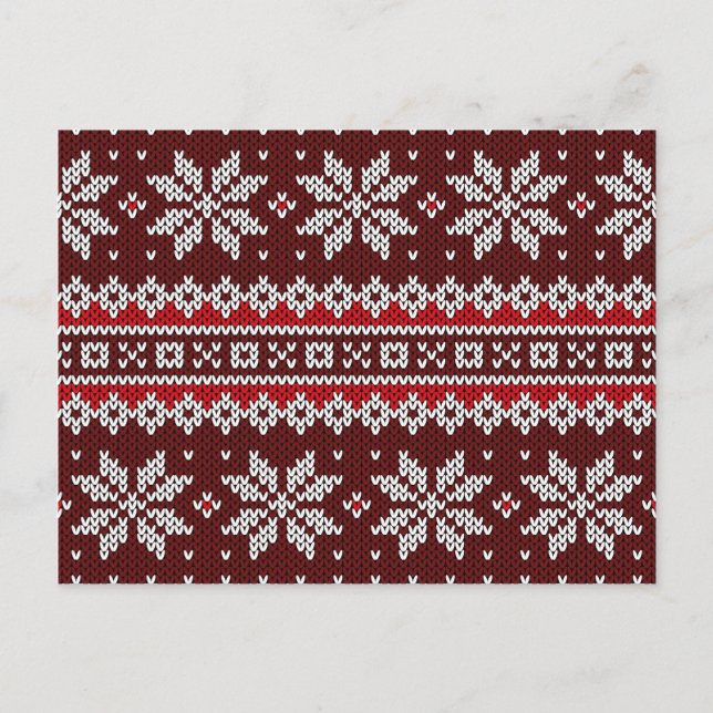 Holiday Fair Isle Knit Pattern Postcard (Front)