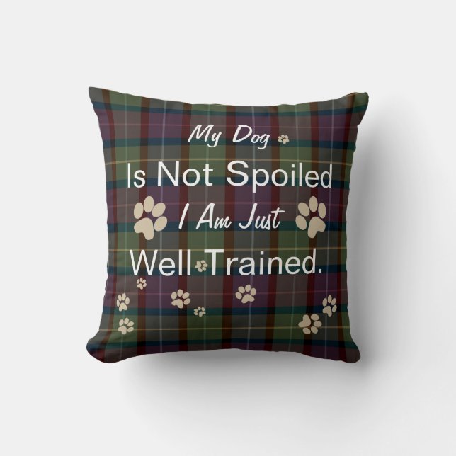 Holiday Fall Christmas Dog Custom Add Plaid Tartan Cushion (Front)