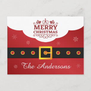 Holiday Family Greeting Santa Belt Merry Christmas Postcard