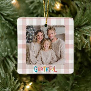 Holiday Family Photo Christmas Ornament Grateful