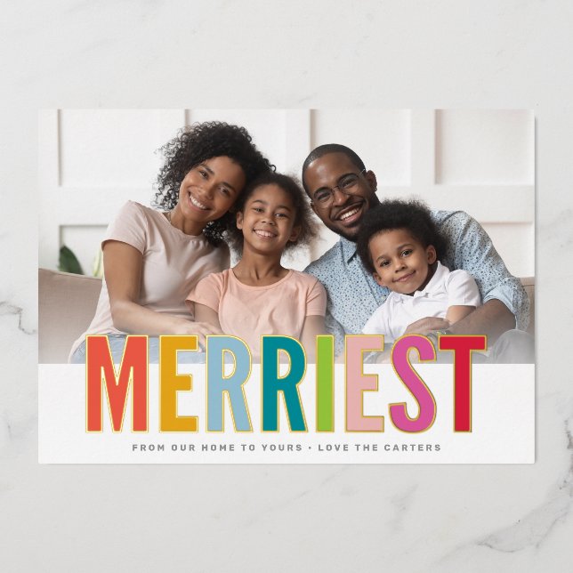 HOLIDAY FAMILY PHOTO merriest bold bright wide (Front)