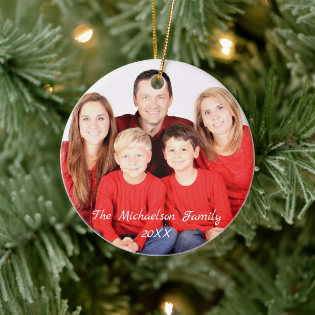 Holiday Family Portrait Ceramic Ornament (Tree)