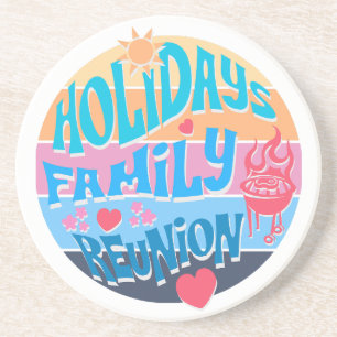 Holiday Family Reunion Summer BBQ Retro Sunset Des Coaster