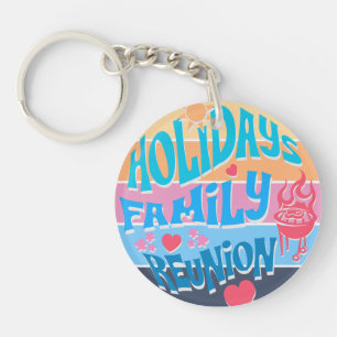 Holiday Family Reunion Summer BBQ Retro Sunset Des Key Ring