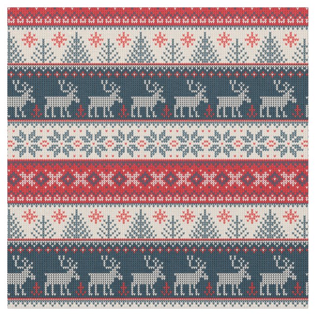 Holiday Faux Knit Pattern Christmas Fabric (Close Up)