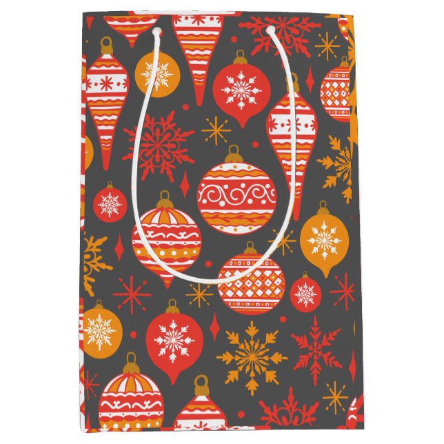 Holiday Faux Knit Pattern Christmas Personalised Medium Gift Bag (Front)