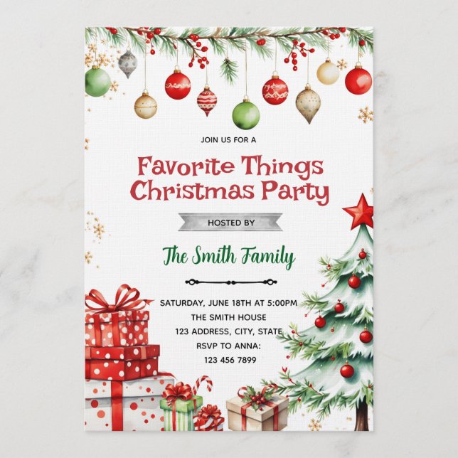 Holiday Favorite Things Party Invitation (Front)