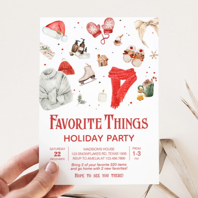 Holiday Favourite Things Christmas Party Invitation (Favorite Things Holiday Christmas Party Invitation)