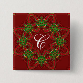 Holiday Favours Red & Green Monogram Button